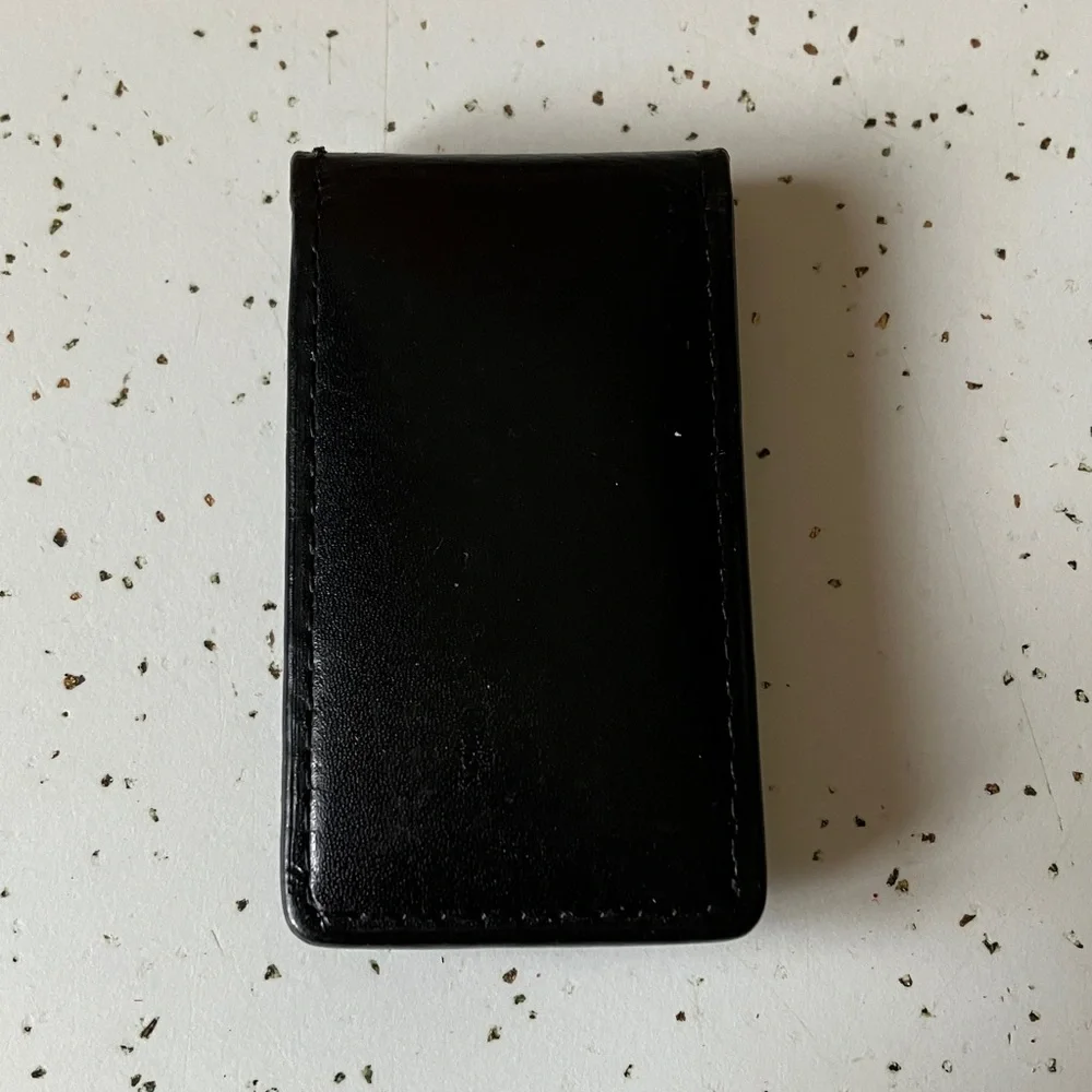 🆕 Fossil Black Leather Money Clip 💵💳